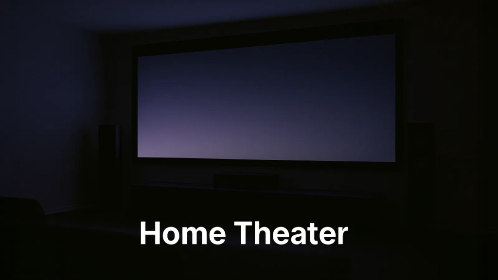 Home Theater – projector screen in a dark room